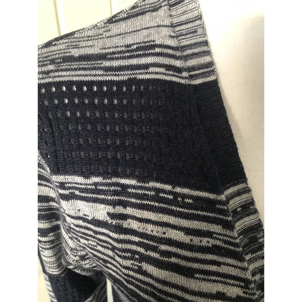 Belldini Women's Open Front Cardigan Sweater Size M Navy White Striped Open Knit